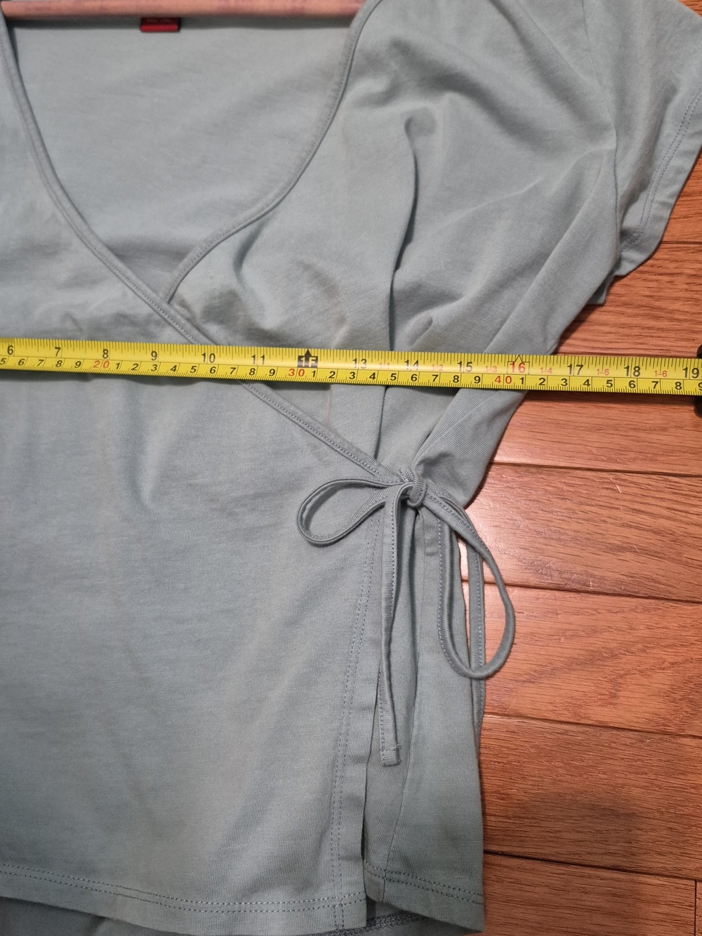 EUC - Organic Cotton Sundance Wrap Top in Light Blue - Picture 6 of 7